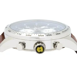 45Mm Quartz Chronograph Leather Strap Watch Men's><noscript><img width=