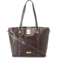 Reese Tooled Leather Lock Closure Tote Bag>J. W. Hulme Co