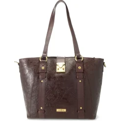 Reese Tooled Leather Lock Closure Tote Bag><noscript><img width=